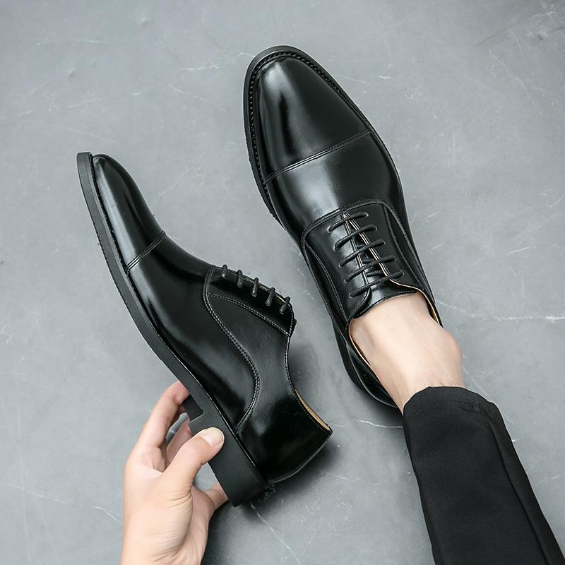 Fashion Classic Italian Style Mens Derby Formal Shoes Career Office Leather Shoes Pointy Toe Handmade Business Wedding Dress Shoes Men