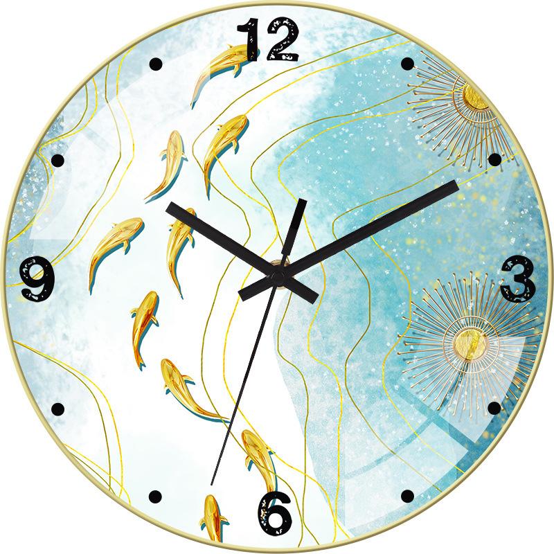 12/14-inch Simple Creative Silent Wall Clock Nordic Fashion Crystal Porcelain Clock Home Living Room Wall-mounted Glass Clock