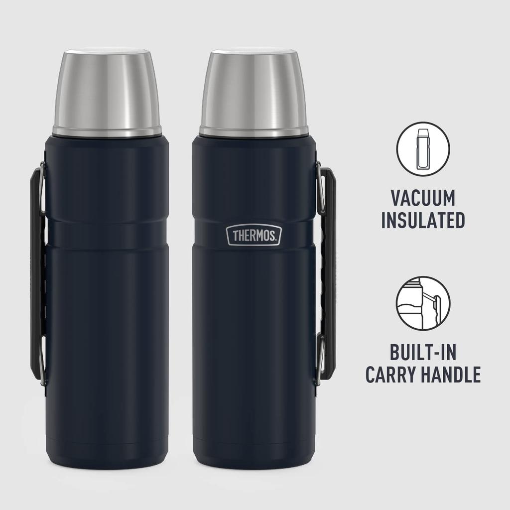 THERMOS Stainless King Vacuum Insulated Beverage 40 Midnight Blue Bottle, Oz,