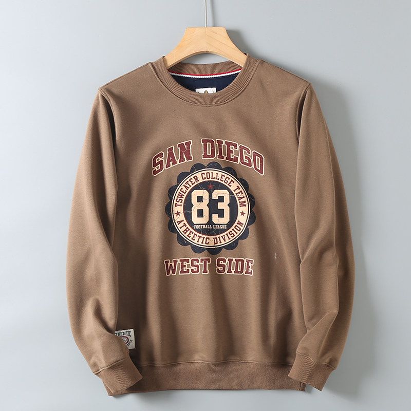 Hk Order! American-Style Casual Retro Trendy Printed Unisex Loose Round-Neck Pullover Long-Sleeve Terry Cotton Sweatshirt