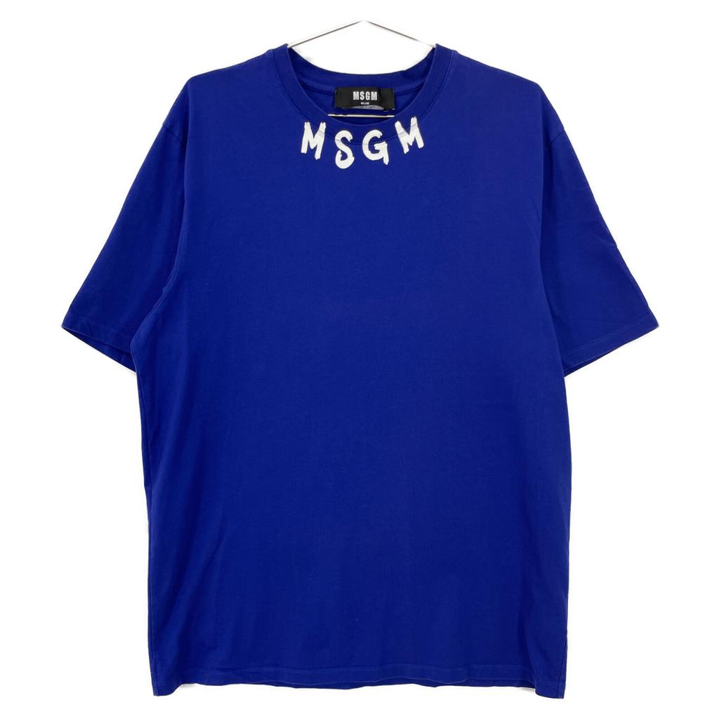MSGM 3240MM96 Blue Cotton Logo T-Shirt Tops L blueUsed