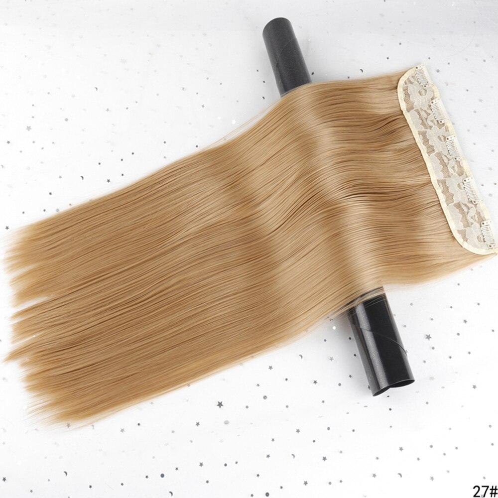 MERISIHAIR 5 Clips In Hair Extension Synthetic Long Straight Hairpiece Haistyle High Temperature Fibert Golden Brown Black
