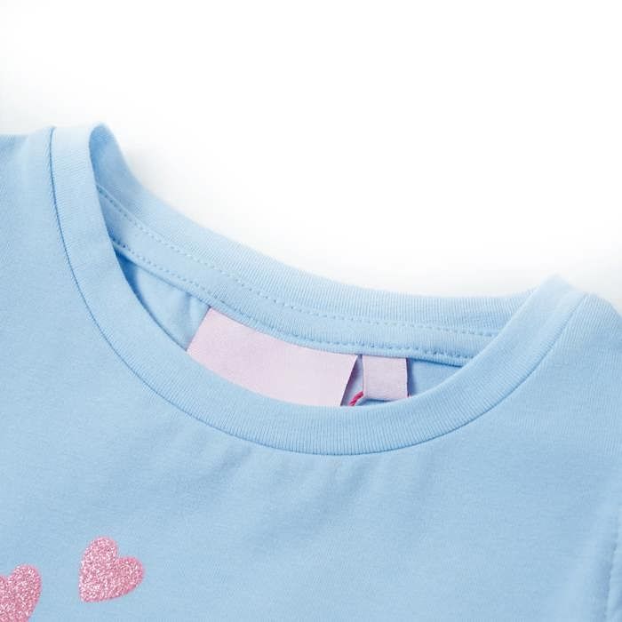 T-shirt enfants manches à volants bleu clair 92/104/116/128/140