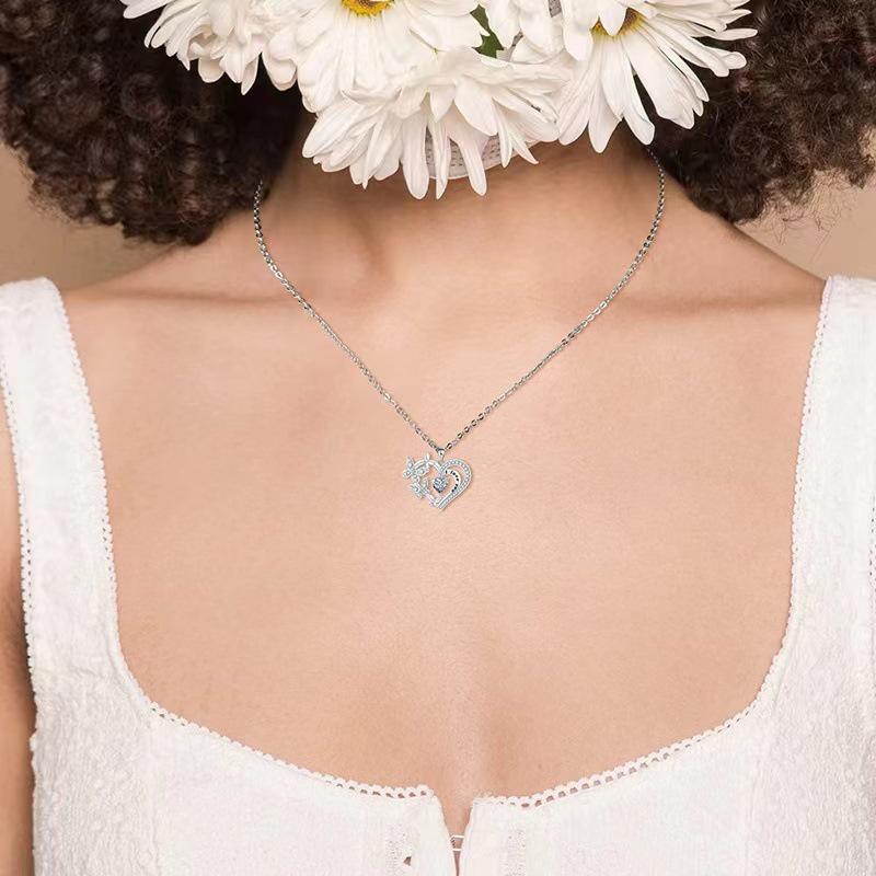 Love & Butterfly Rhinestone Necklace: European-American Fashion Pendant for Women
