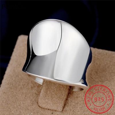 925 Sterling Thumb Glossy Rings For Women Big Faced Wide Finger Rings For Unisex Jewelry Mama Men