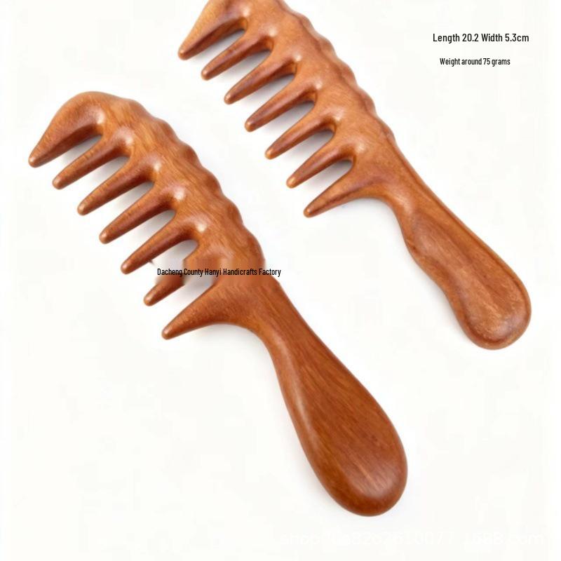 Sandalwood Large-Tooth Round-Handle Comb for Meridian and Gua Sha Massage
