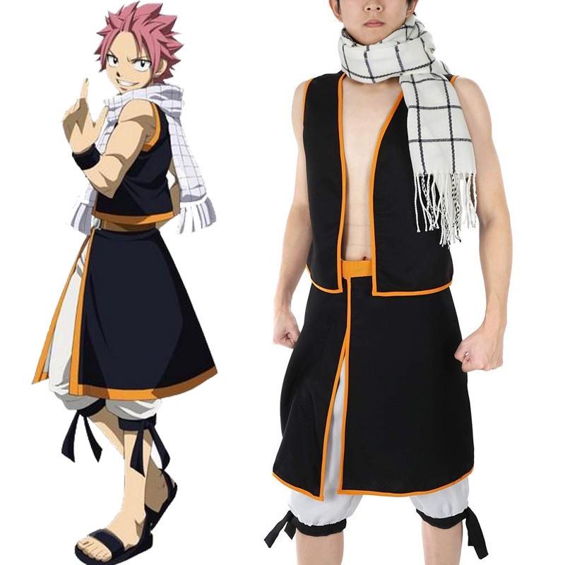 Natsu Tail Fairy Dragneel Cosplay Top Skirt Scarf Full Set Halloween Costume