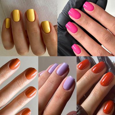 24 Pieces Classic Solid Color Fake Nails Color Wearing Nails Red Short Square Manicure Wearing Nail Piece