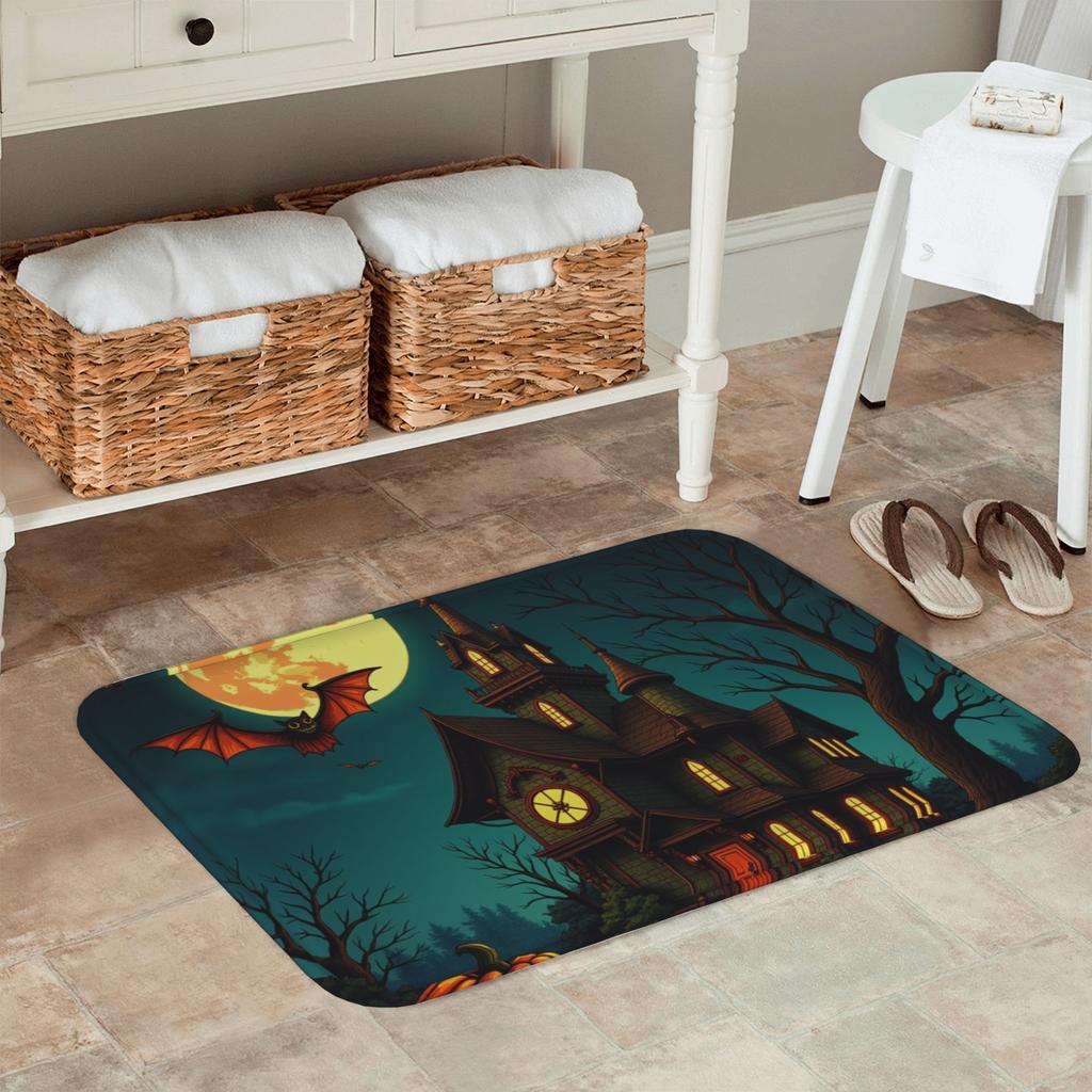 1PC Halloween Bats Kitchen Rug Non-Slip Door Mat Pop design Bathroom Rug Bath Mat Carpet for Home Sink Laundry Decor
