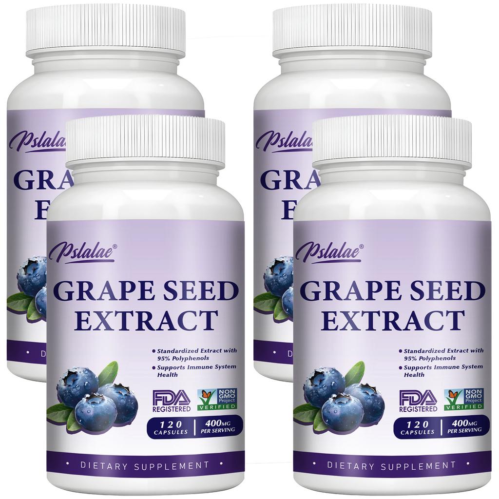 Pslalae Grape Seed Extract Capsules, Rich in Polyphenols, 400 mg Grape Seed Extract Per Serving, Suitable for Adults