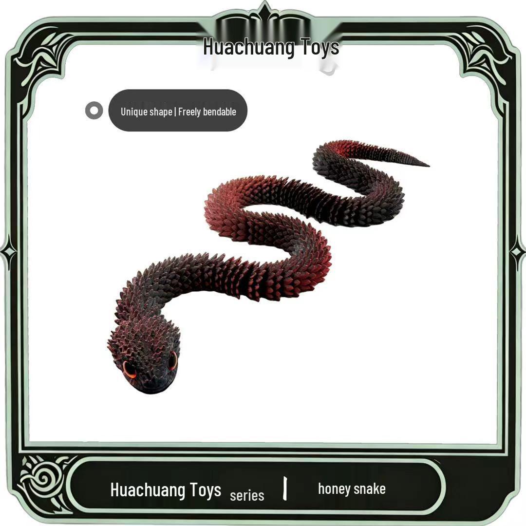 3D Printed Movable Snake Figure Toy for Students and Children чёрный