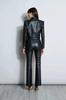 Handmade Women's Black Cropped Genuine Blazer Lambskin Pure Soft Leather Casual Formal
