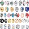 925 Silver Colorful Round Simple Silicone Spacer Fashions Beads Clip Charm for DIY Bracelet Fine Jewellery