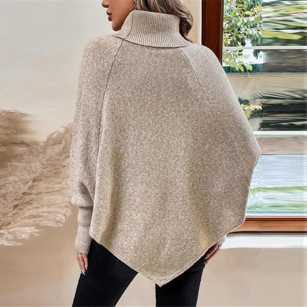 Women's Fashion Casual Cable Knit Turtleneck Button-Decorated Long Sleeve Sweater