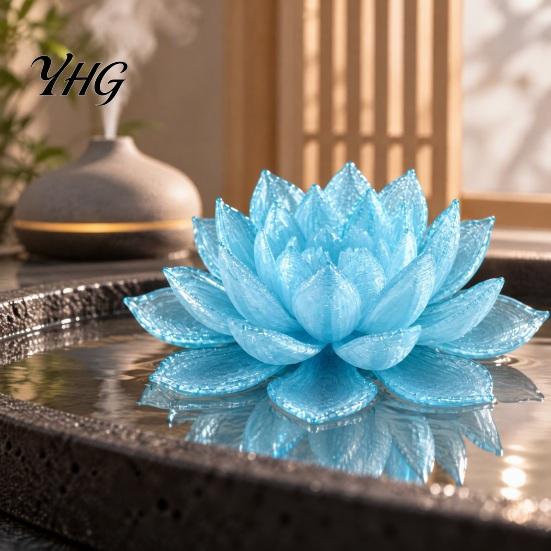 Small Decorative Figurine for Display 3D Printed Water Lily Ornament, Lotus Flower Figurine, Tabletop Colorful Gradient Table Ornament Sculpture Home