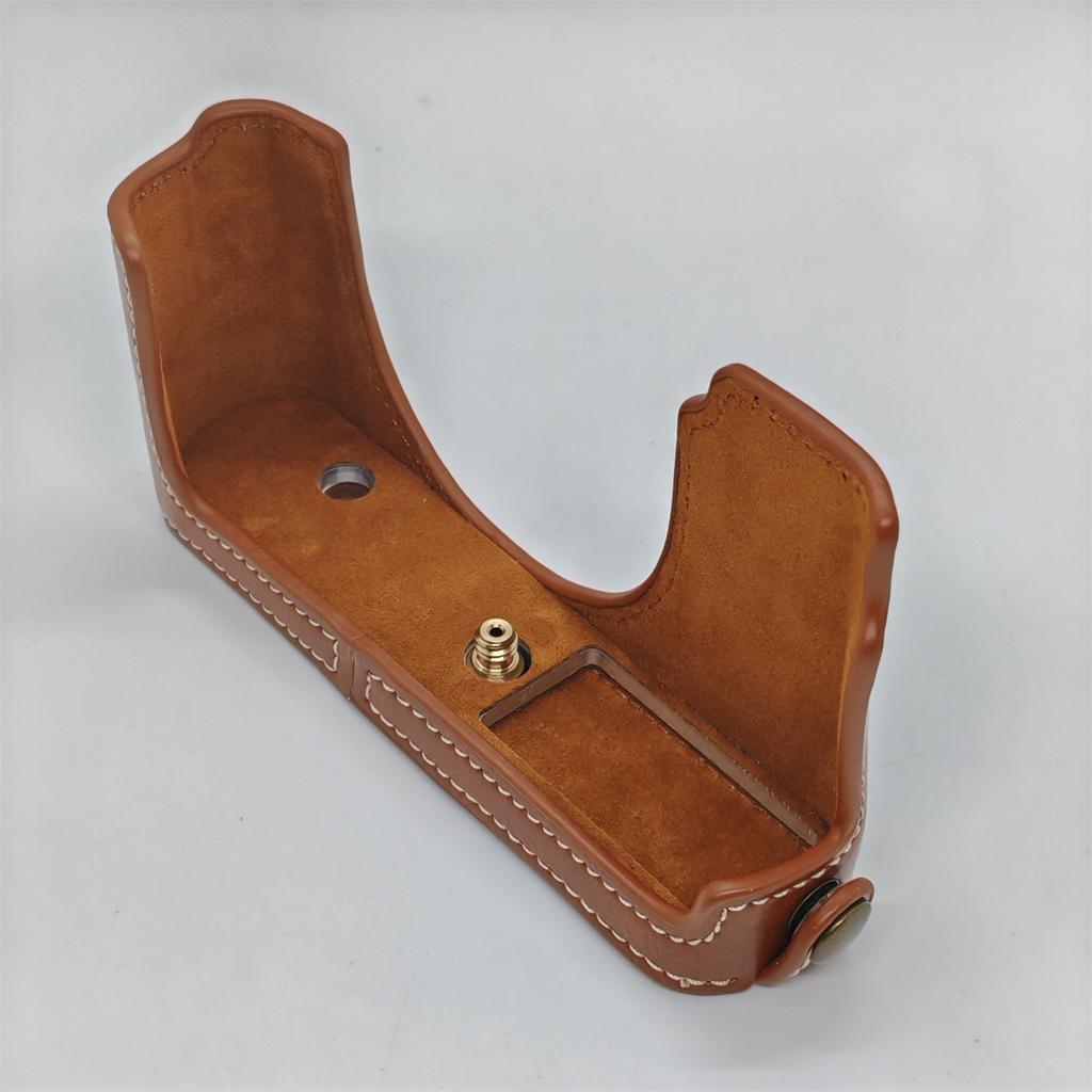 Skórzany futerał na aparat PU dla Leica D-Lux 8/7/(Typ 109) Konstrukcja z otworem na baterię Pokrowiec na połowę ciała z paskiem na rękę