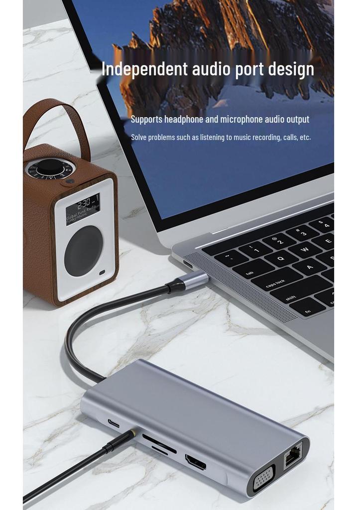 Type C to HDMI Laptop Dock with VGA, Gigabit Ethernet, USB 3.0, and SD/TF Card Reader
