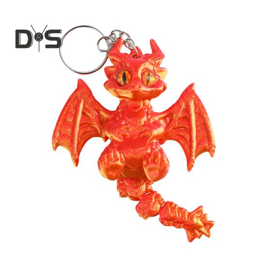 

Брелок с крыльями дракона, напечатанный на 3D-принтере, с движущимся хвостом, сумки, багаж, школьные ранцы, интерьеры автомобилей красный/золотистый