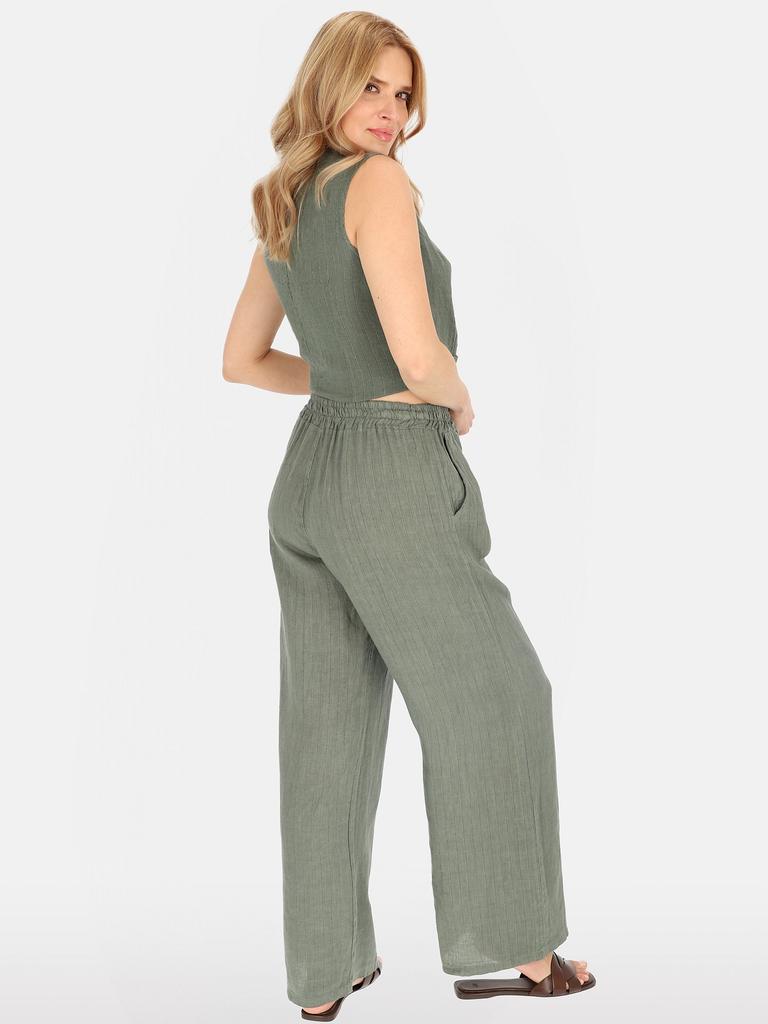 WOMEN' LOOSE STRIPED LINEN TROUSERS