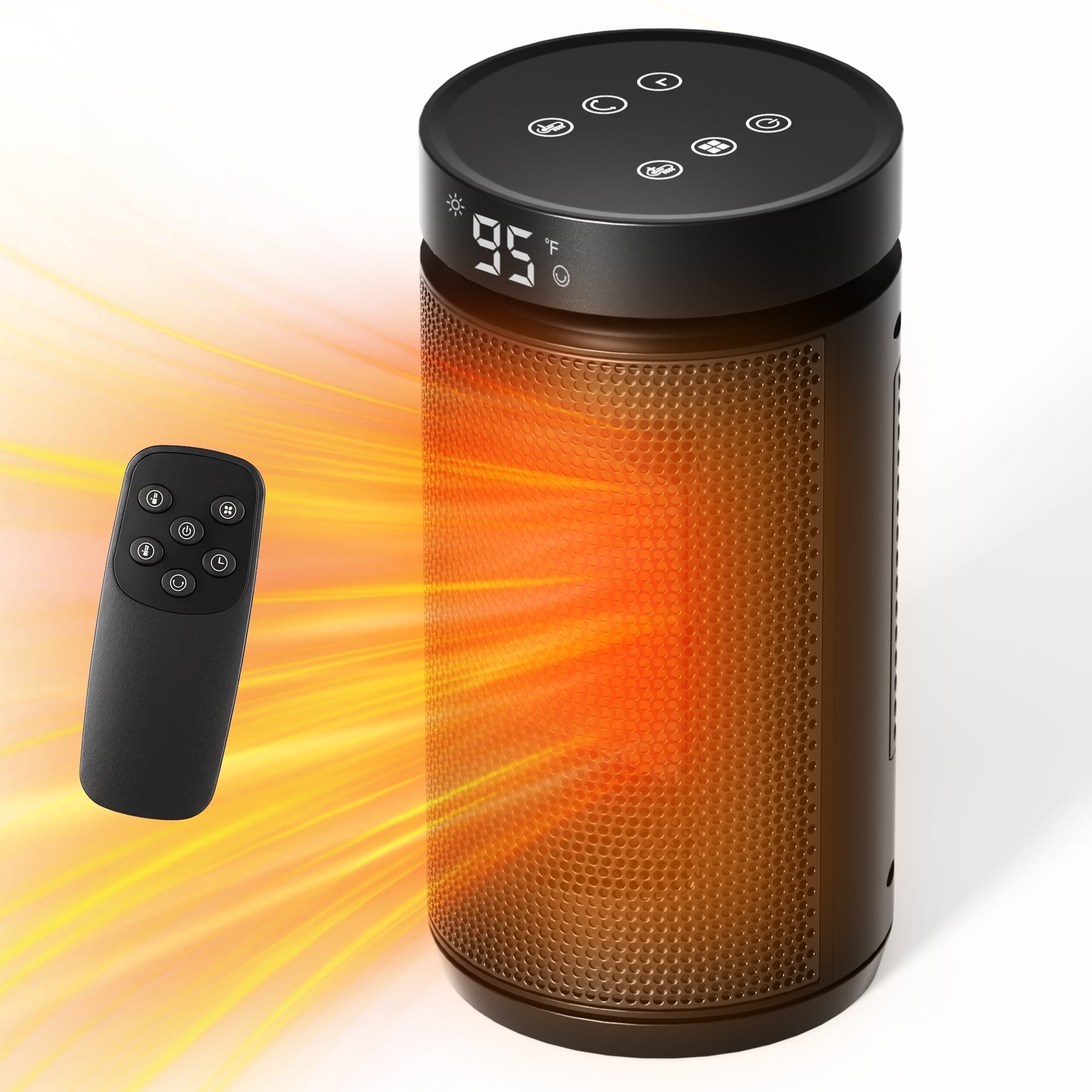 

1500W Space Heater, Remote 70° Oscillation 12H Timer for Bedroom чёрный