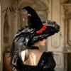 Spooky Festival Accessories Halloween Witch Hat for Women, Large Black Velvet Wizard with Party Favors Mesh Ruffle Brim Adults Costume, Cosplay