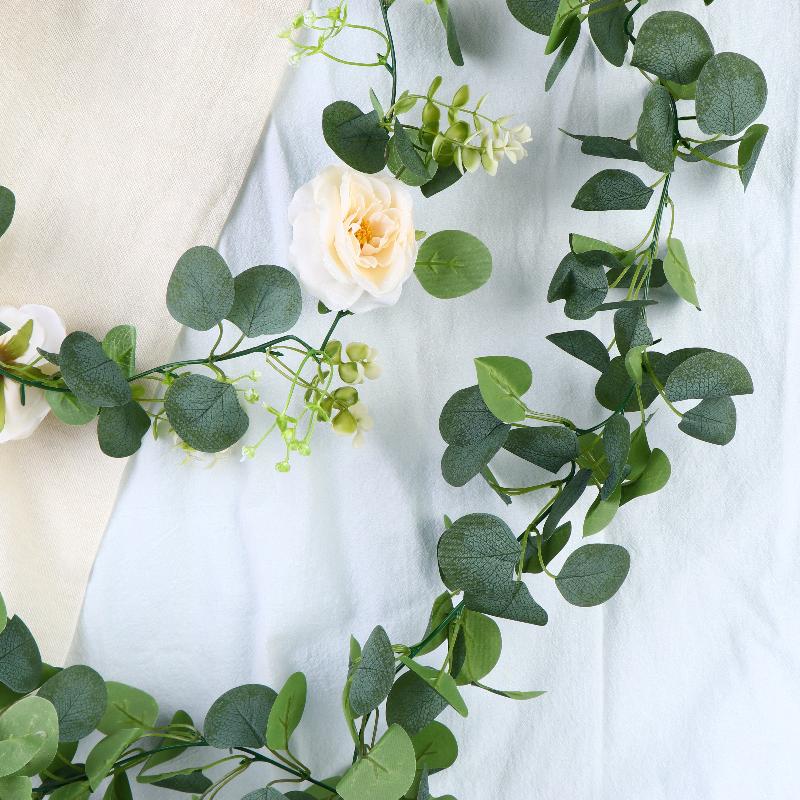 200cm Artificial Eucalyptus Lemon Garland Faux Floral Hanging Vine Rustic Greenery Wreath for Home Wedding Party Decor