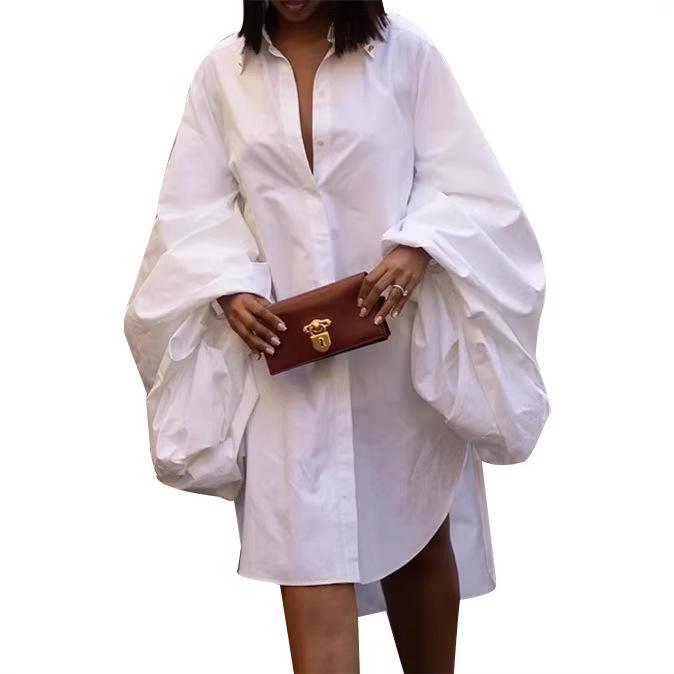 TD2811 Cross-border Autumn Winter Women's Loose Slimming Short Skirt Long Sleeve Split Dress