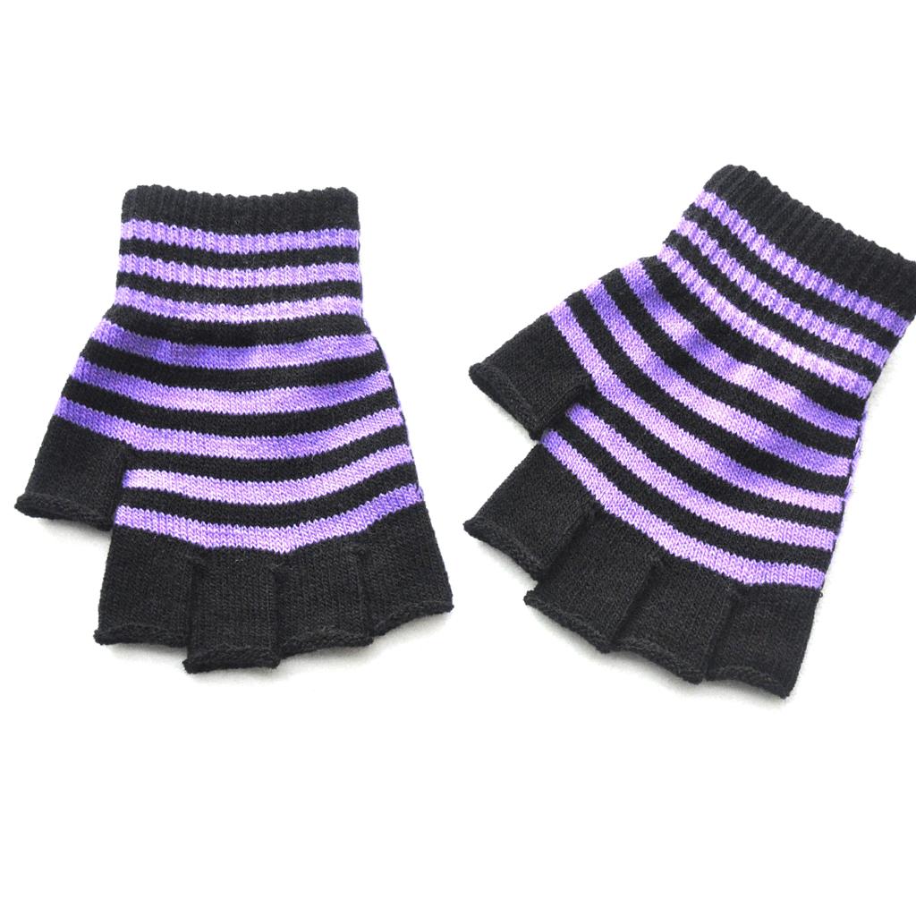 Soft Kid Winter Glove Half-finger Knit Color Matching Mitten for Winter Supplies