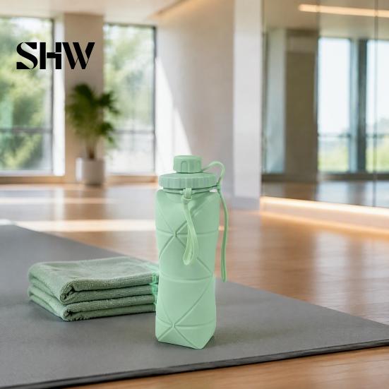 Flexible Silicone Drinkware for Commuting 600ml Portable Foldable Water Bottle, Food Grade Telescopic Non Slip Bottle Gym Lightweight Container