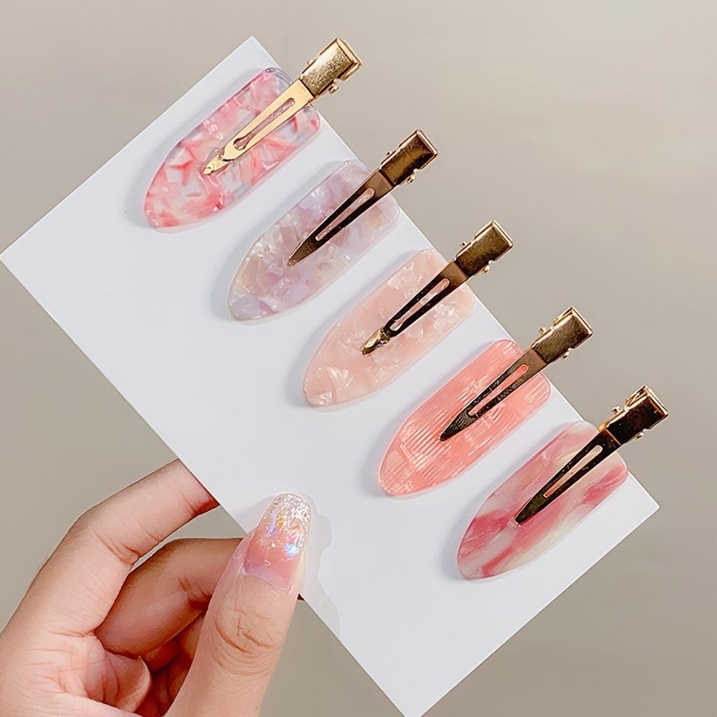 5pcs Fresh Gradient Shell Pattern Hair Clip Gold Accessories Oval Style Women's Daily Styling Light Luxury Decorative Headwear