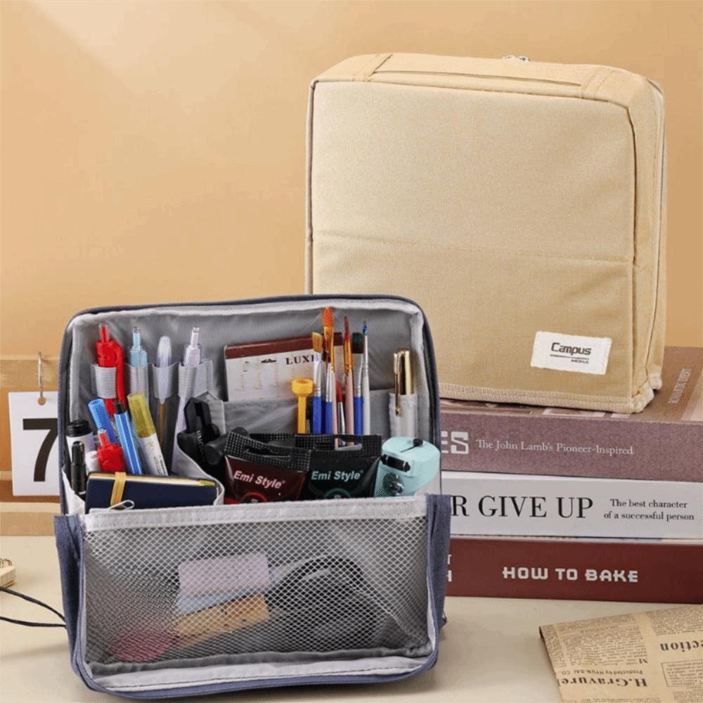 Multi-layer Pencil Case Standable Stationery Bag Minimalist Stationery Organizer  School