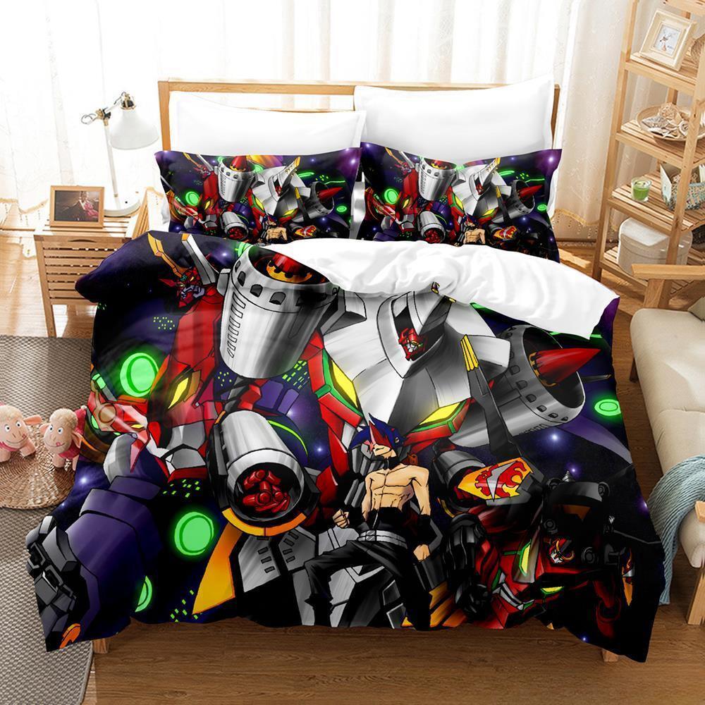 

Tengen Toppa Gurren Lagann Комплект постільної білизни Single Twin Full Queen King Size Bed Set Adult Kid Bedroom Duvetcover Sets 3D Print Anime EU Single(135*200cm)3pcs