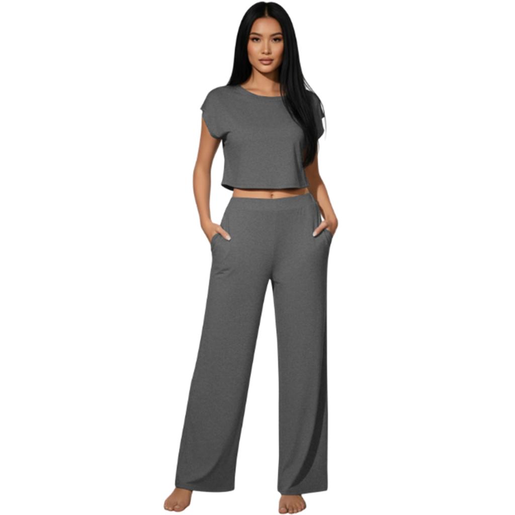 Women's Fashionable Casual Two-Piece Short-Sleeve Sports Suit