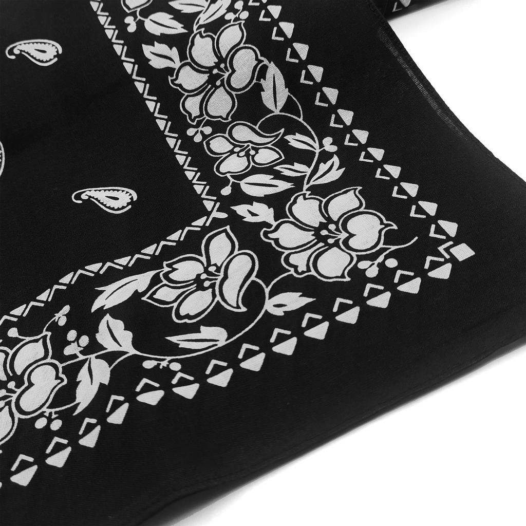 Trifong Bandana Black Adult Bandana Paisley Pattern 100% Cotton Handkerchief Stylish Bandana Cap Cotton Bandana Men's Women's Unisex 55cm X 55cm