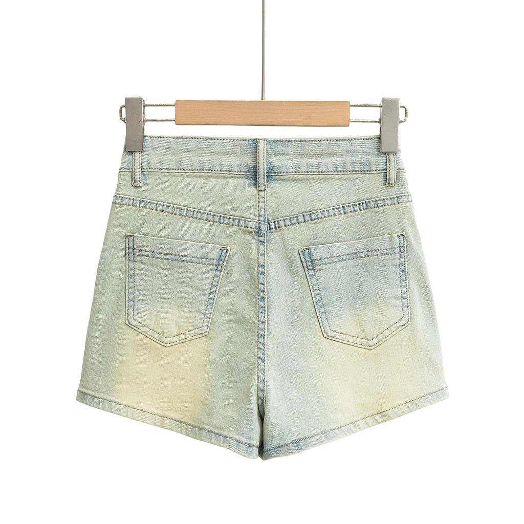 Women's High-Waisted Elastic A-Line American Retro Denim Shorts - Spring & Autumn