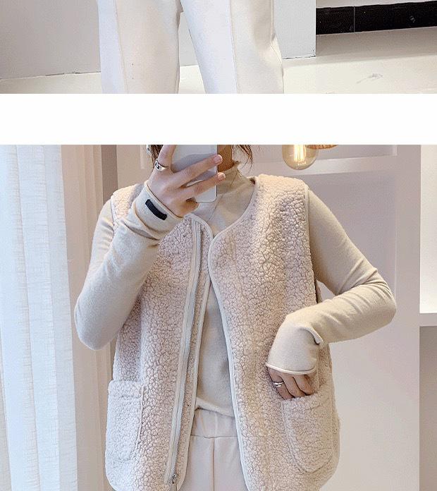 Women's 2024 Autumn/Winter Lambswool Plush Vest - Korean Style Versatile Outerwear Gilet.