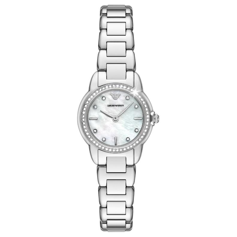 

Emporio Armani White Moonlight Series Watch Quartz Movement Stainless Steel Strap 26Mm Mother Of Pearl Dial 50M Water Resistant Women watches AR11669 Regular Watch Box