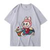 Labubu Cute Pet Print Summer T-shirt Men's Slim Ins Harajuku Short-sleeved K2y Couple Fishing Suit