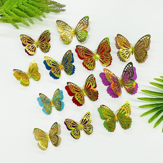 6Pcs Self Adhesive Butterfly Wall Sticker Waterproof PVC Wall Decals Double Layer DIY Wall Art Stickers for Living Room Bedroom Bathroom
