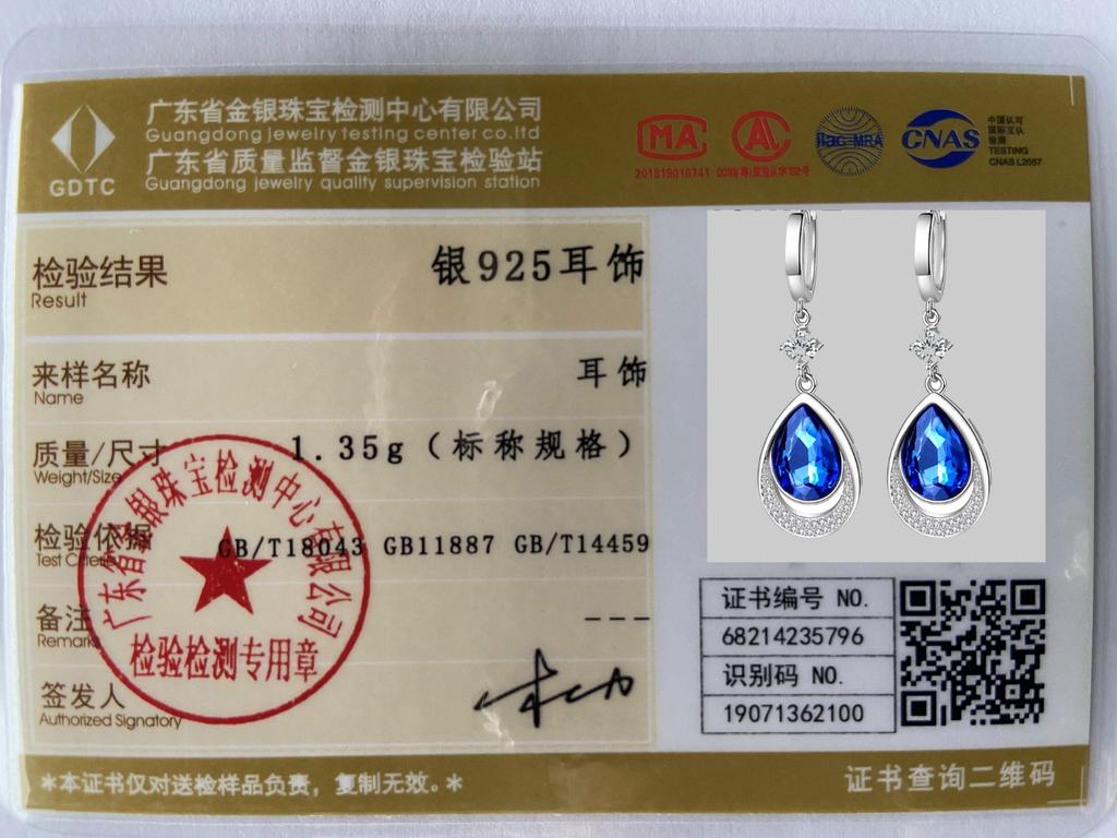 925 Sterling Silver Blue AAA Zircon Fashion Earrings Wedding Jewelry