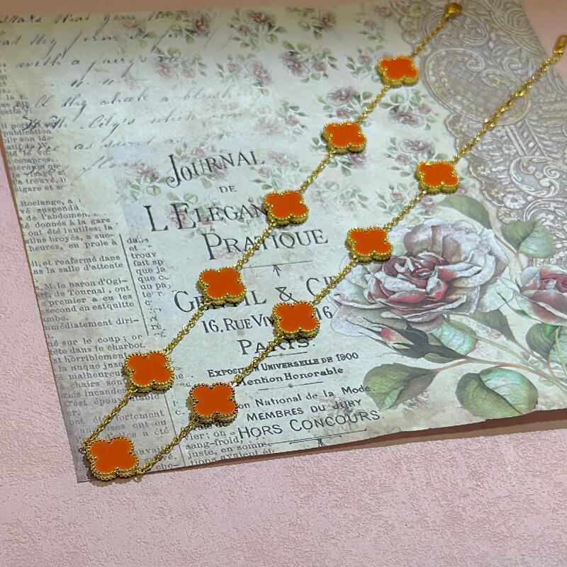 15MM High Version Ten Flower Four-leaf Clover Necklace 18k Double-sided Mother-of-pearl Four-leaf Clover Sweater Chain