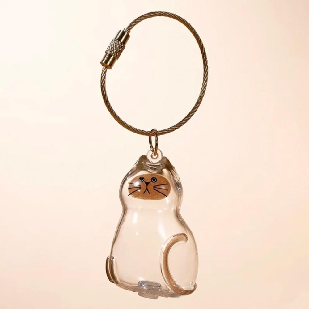 Transparent Cat Hair Storage Capsule Keychain – Gachapon Style Collectible, Key Holder for Keepsakes