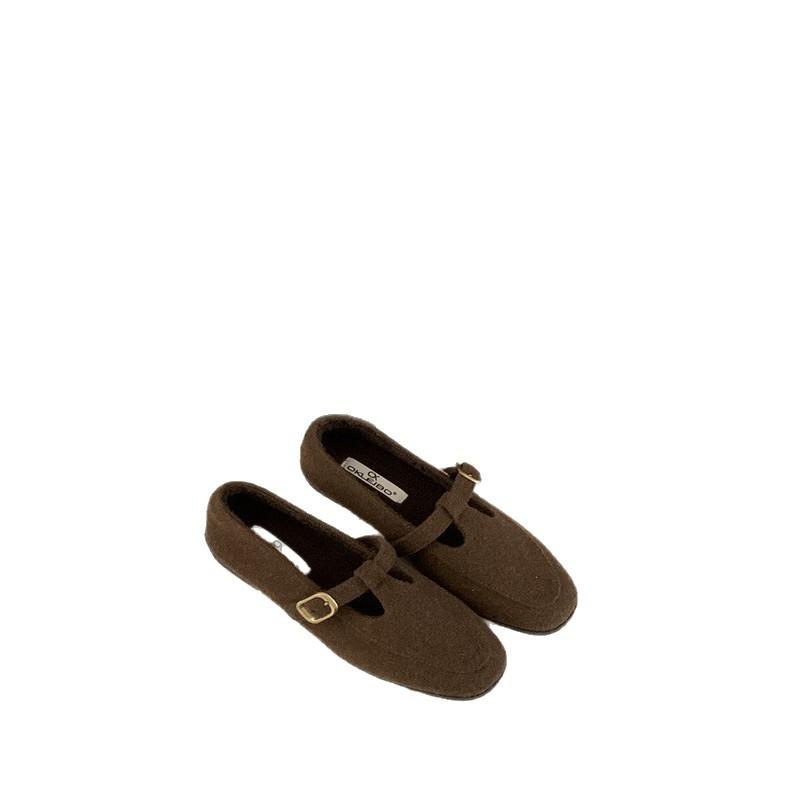 Korean Version of Retro T-shaped Flat-soled Loafers with Round Head for Women 2025 Autumn Versatile and Thin Mary Jane T-shaped Single Shoes for Women