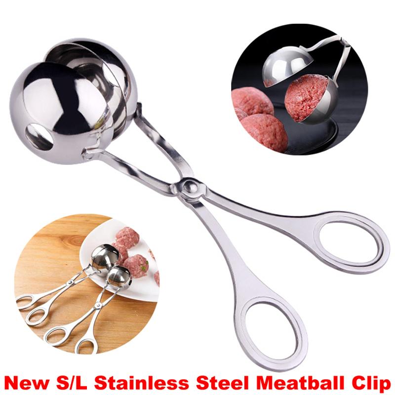 New S/L Code Kitchen Convenient Stainless Steel Meatball Clip DIY Fishball Rice Ball Making Mold Handheld Meatball Machine Cooking Tool