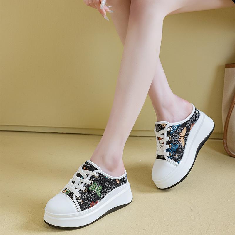 

7СМ Джинсовая Кожа Платформа Клиновидные Балетки Массивные Кроссовки Повседневные Удобные Платформа Клиновидные Шлепанцы Летние Высокий Бренд Шлепанцы 40 чёрный