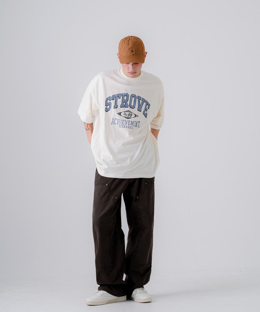 EZKATON Strobe Short Sleeve T-Shirt Cream Gray Kmst6774