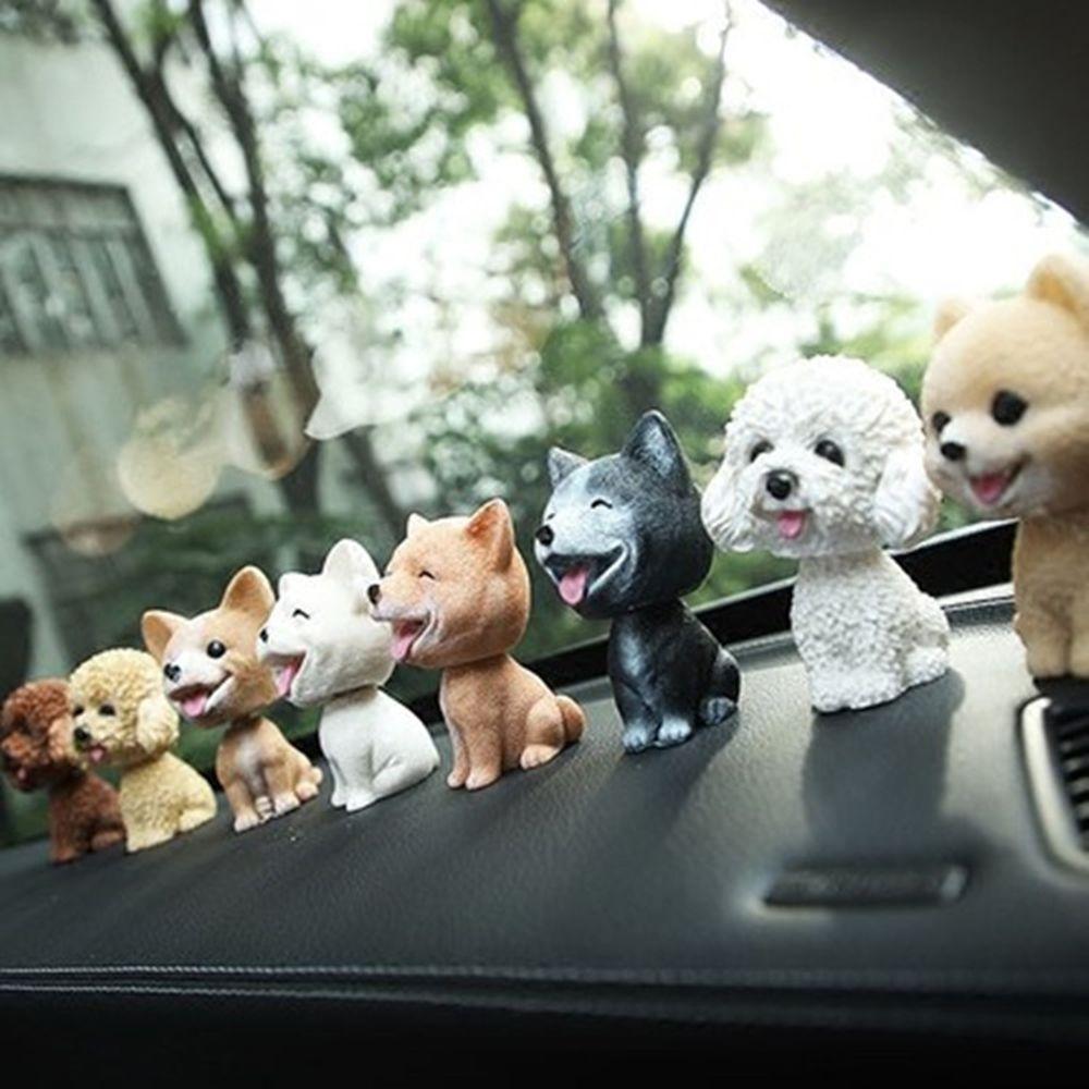 1PC Cute Vinyl Resin Nodding Puppy Dashboard Ornament Car Swing Toys Shaking Head Dog