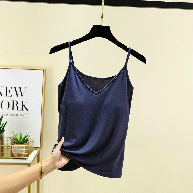 Women's Summer V-Neck Padded Camisole - Slimming Sleeveless Base Layer Top