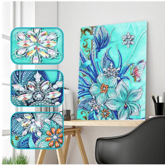 Ny spesiell form diamantmaleri Blomst Scenisk mønster DIY 5D Del Drill Kryssstingsett Krystallkunst Rhinestone Broderi
