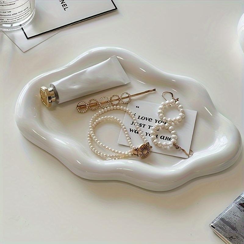 1pc ceramic cloud-shaped jewelry tray, suitable for decorating and collecting statues, space-themed home decoration